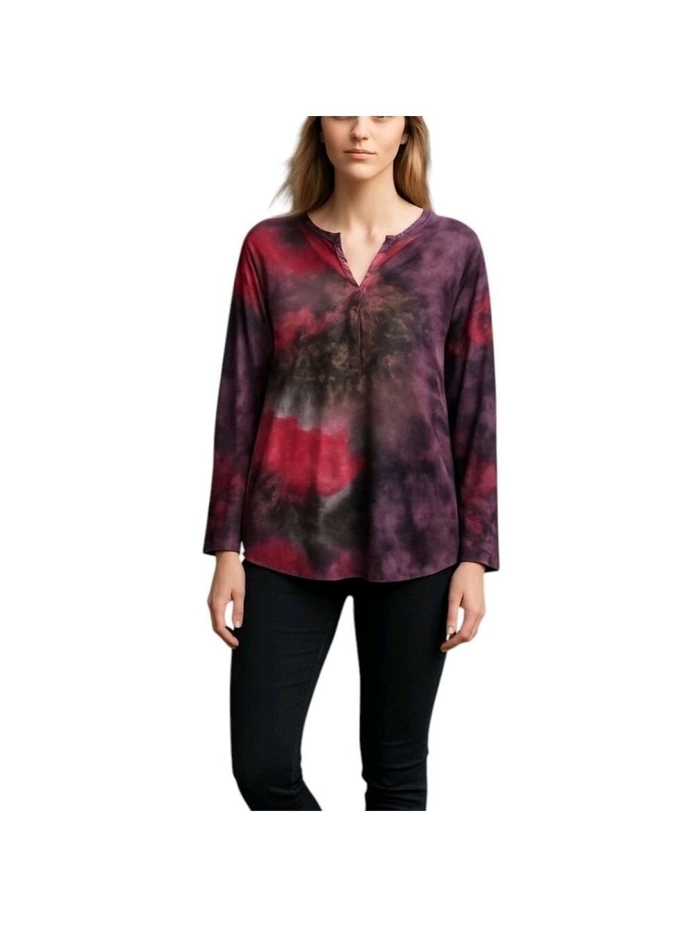 Blumin Purple Pink Tie Dye Soft Cozy Comfortable Athleisure Knit Top Size Large